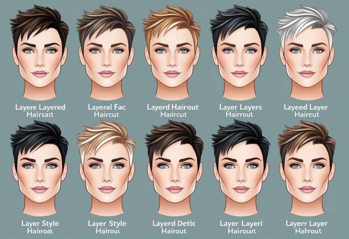 A variety of face shapes with corresponding layered haircuts, showcasing the perfect style match for each individual