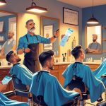 Men in a barbershop reacting with surprise as the barber explains why haircut prices have increased.